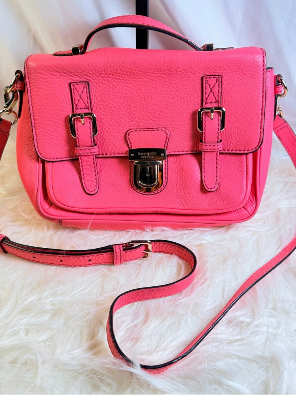 Kate Spade Lola Avenue Lia Pebbled Leather Satchel - Surprise Coral